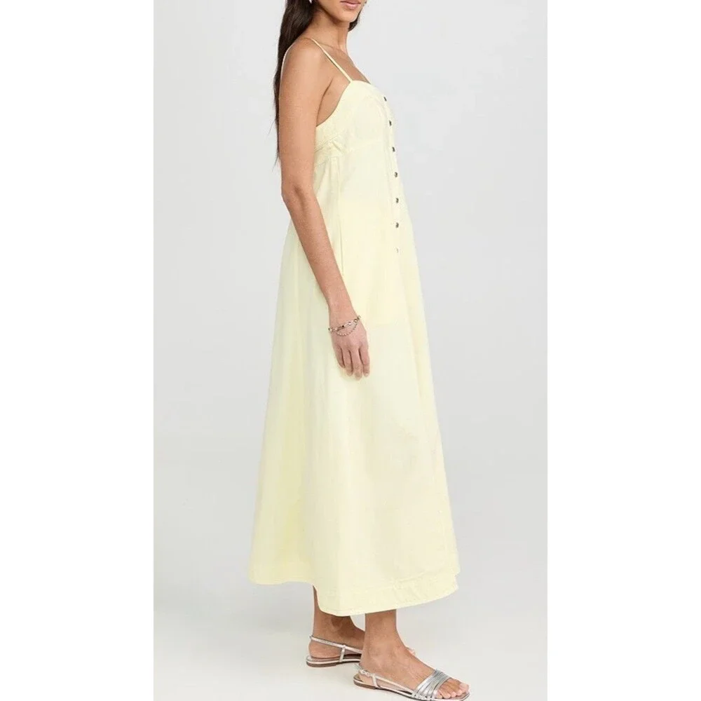 Free People Maxi Dress Women Yellow Just Jill Cotton Vacay Boho Retro Large New - Picture 5 of 12